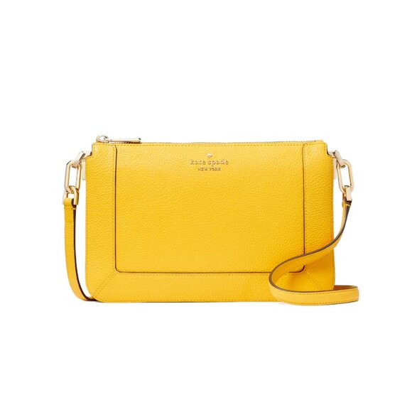 New Kate Spade Lena Double Compartment Crossbody Daffodil - Picture 1 of 5